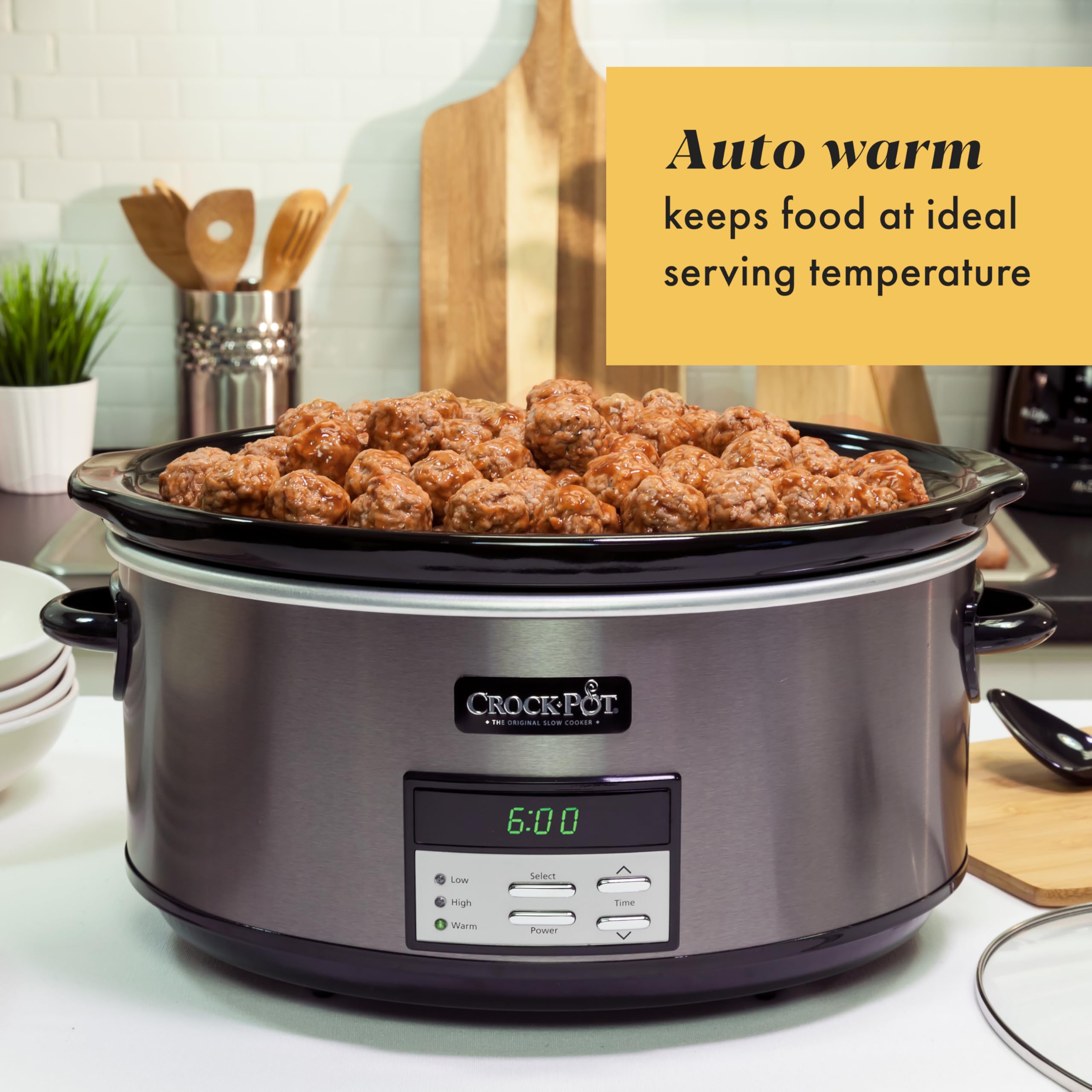 Crock-Pot in use at a family dinner showing large capacity for serving