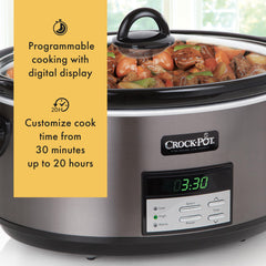Crock-Pot glass lid with handle detail demonstrating secure fit and visibility