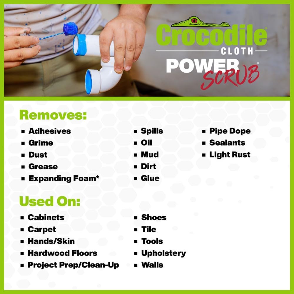 Crocodile Cloth toallita junto a regla para mostrar tamaño 15x10 pulgadas