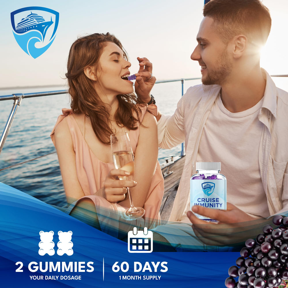 CRUISE IMMUNITY etiqueta con lista de ingredientes y dosificación clara