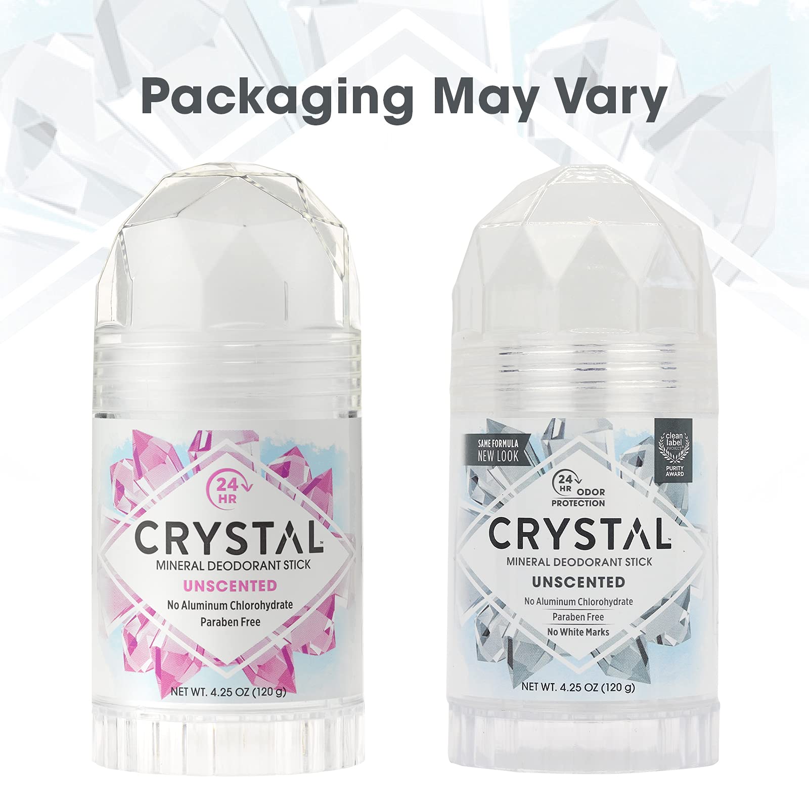 Crystal etiqueta mostrando premios de pureza y confianza