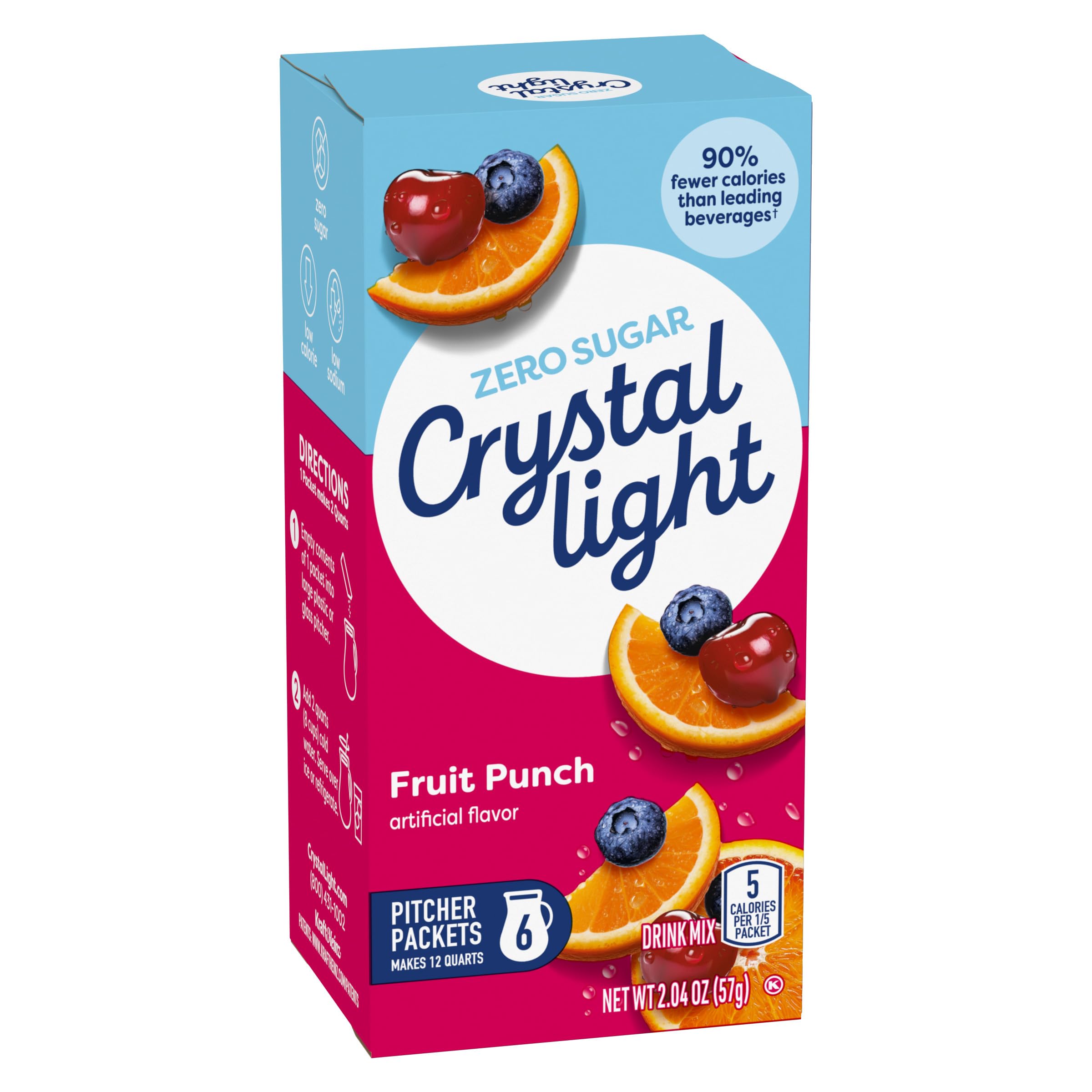 Etiqueta del envase Crystal Light con información nutricional clara y legible