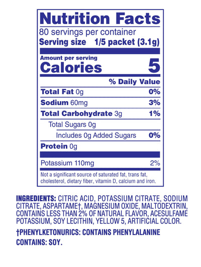 Crystal Light etiqueta con información nutricional para decisiones informadas