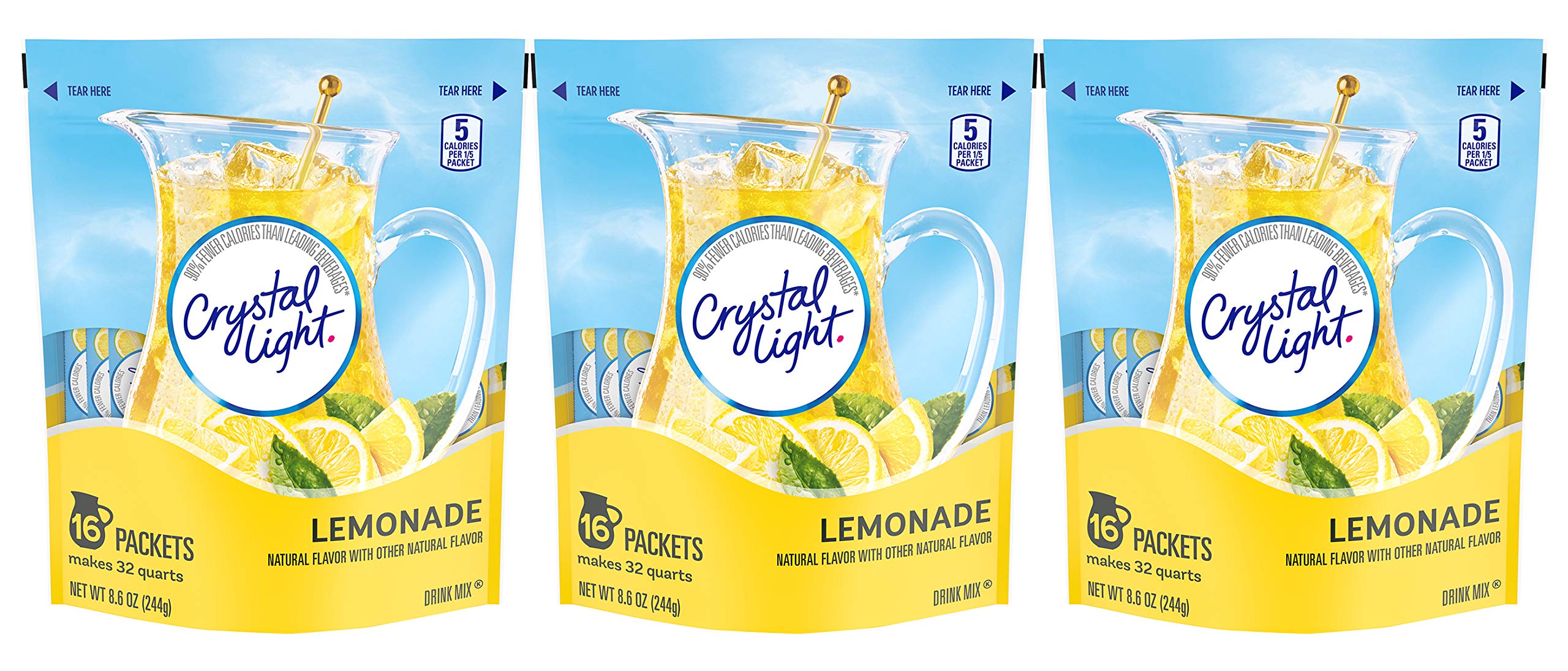 Crystal Light frente del empaque mostrando el producto y conveniencia