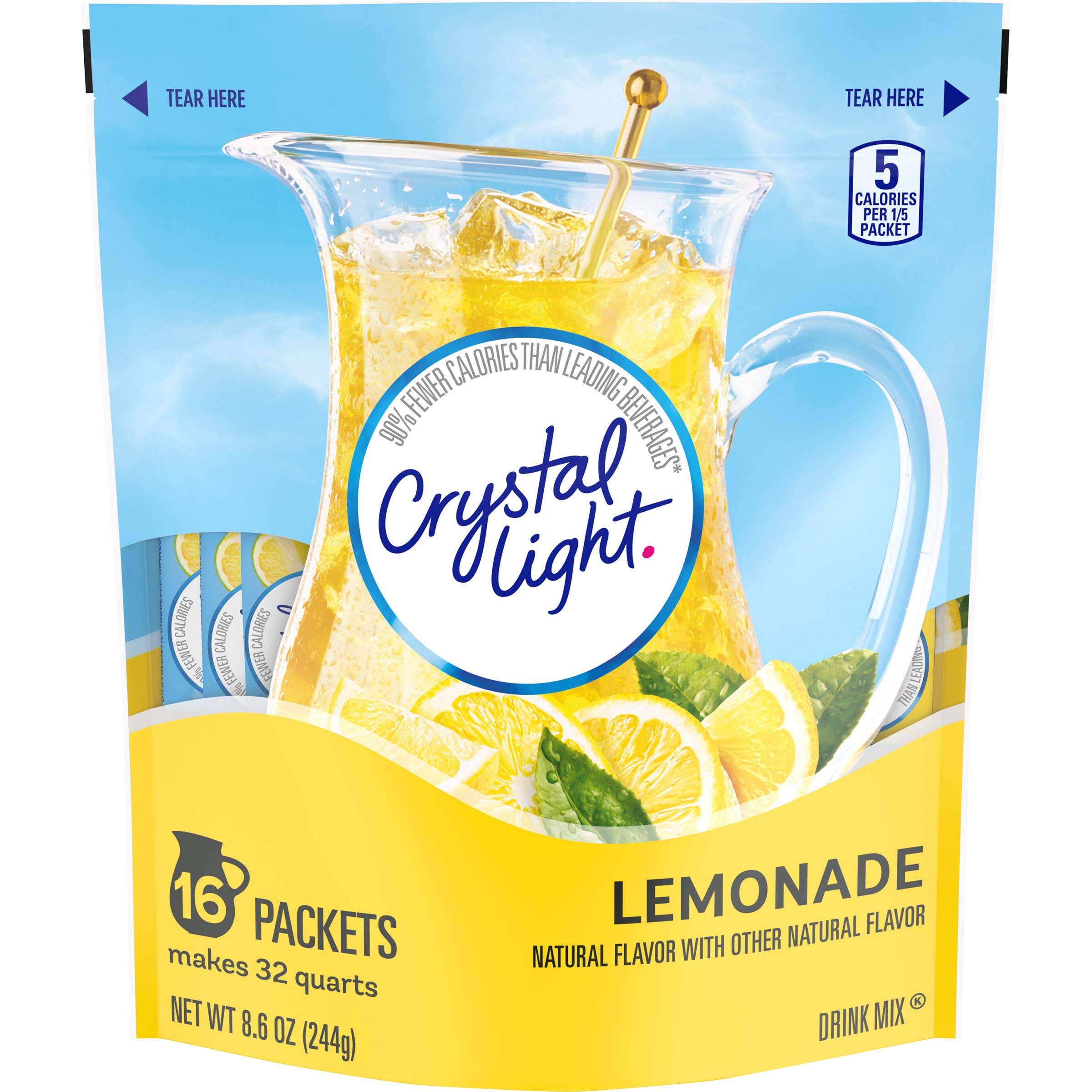 Crystal Light sobre abierto listo para disolver y preparar al instante