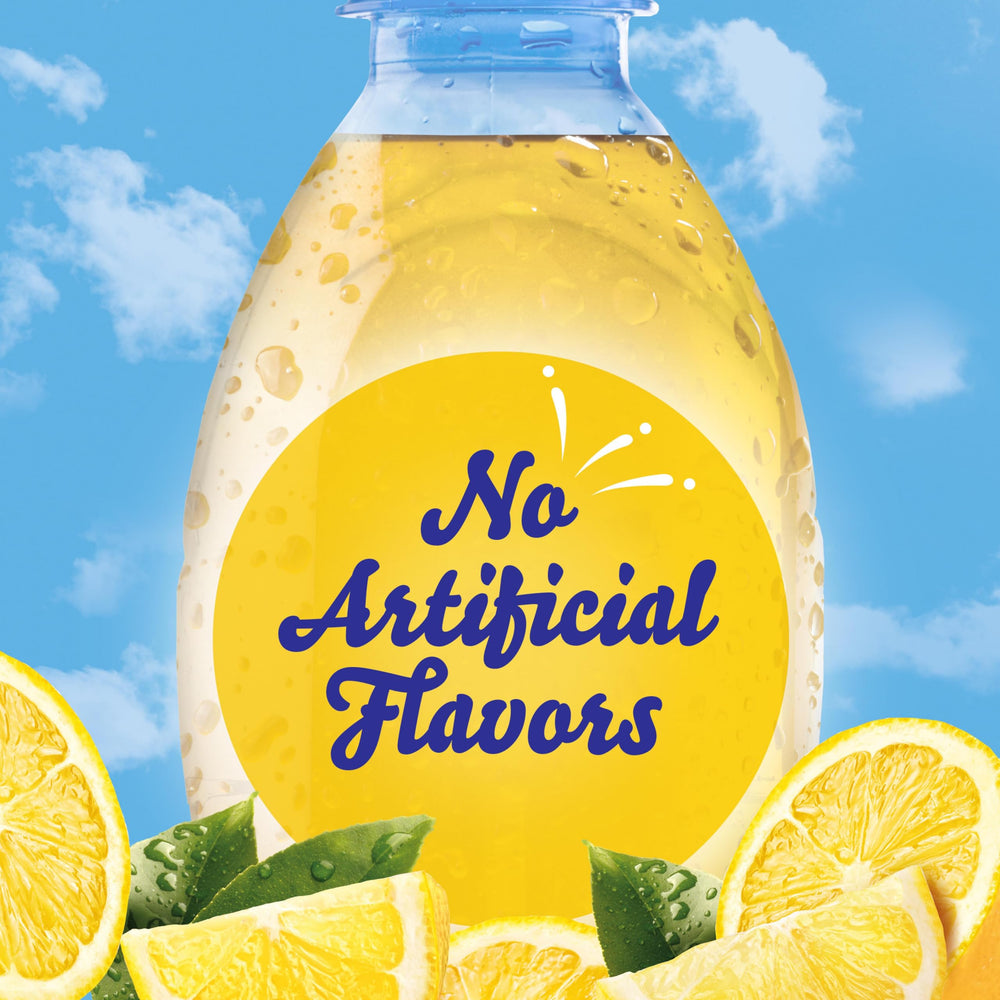 Crystal Light comparación de tamaño con una botella, muestra portabilidad