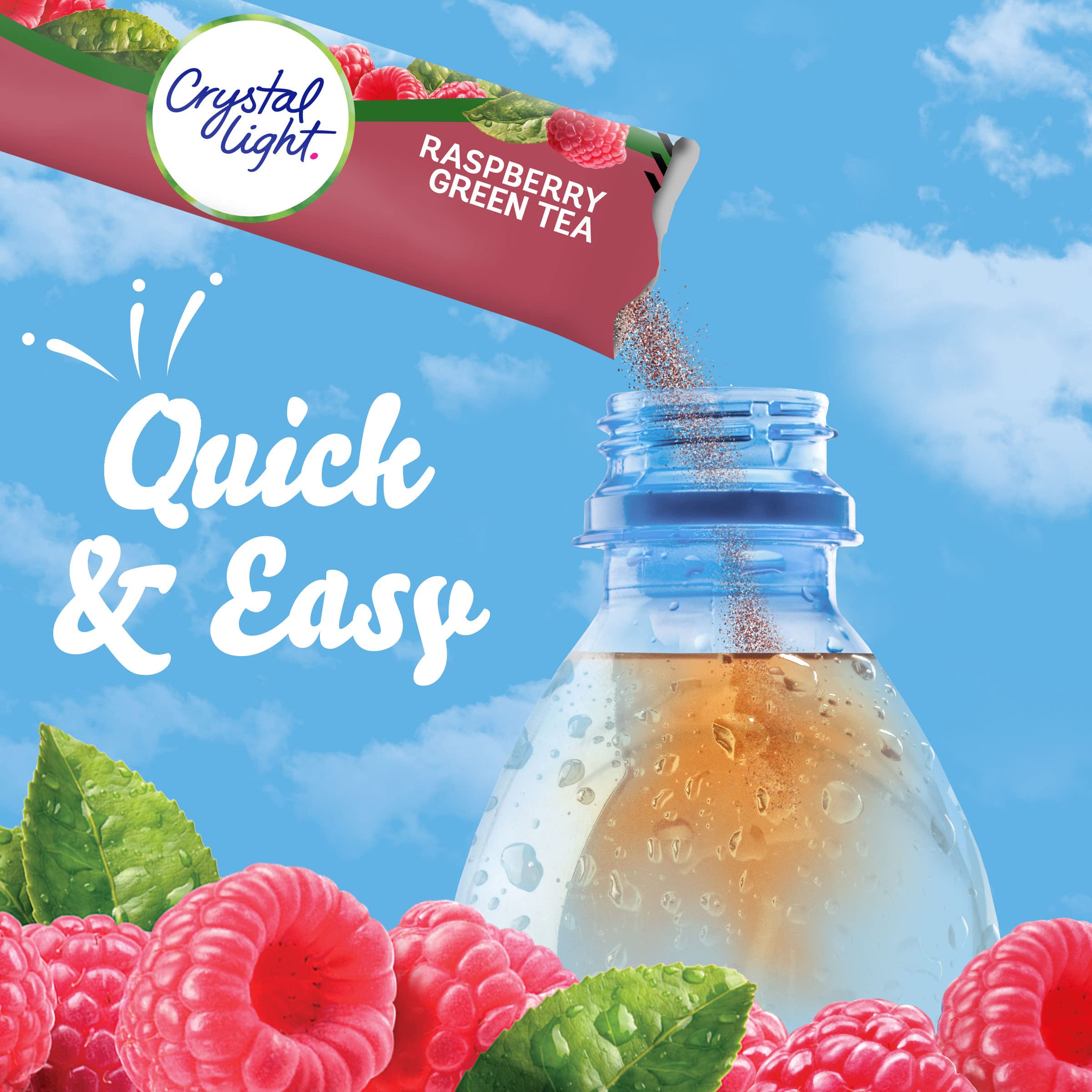 Crystal Light en vaso con hielo y color, refresco sabroso sin azúcar añadido