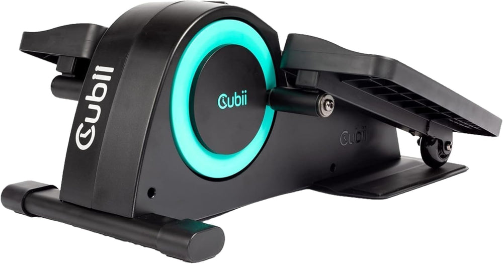 Cubii JR1 front view compact elliptical showing stable frame and pedals for convenient movement