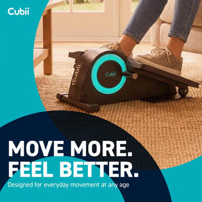 Cubii JR1 in a living room lifestyle scene enabling low-impact activity during relaxation