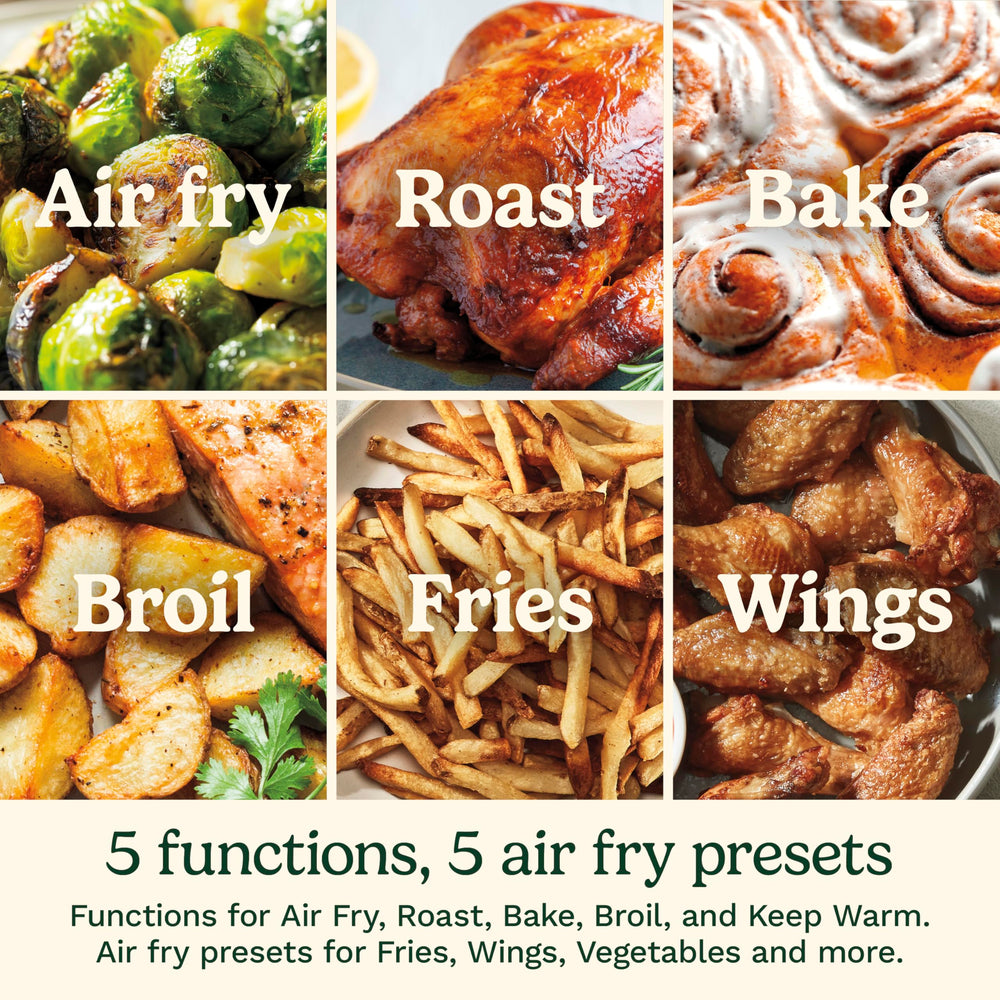 Cuisinart air fryer with roasted chicken inside demonstrating even browning and capacity