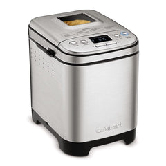 Cuisinart front view stainless steel bread maker showing compact design and benefits