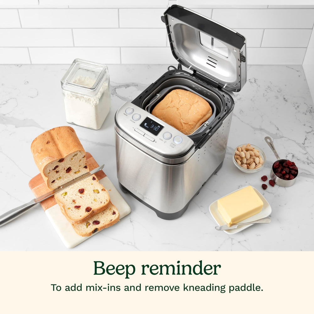 Close-up of Cuisinart kneading paddle and nonstick pan showing easy cleanup benefits