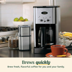 Cuisinart Brew Central control panel closeup showing programmable buttons and 24-hour timer benefit: easy scheduling