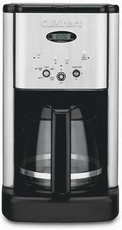 Cuisinart Brew Central front view showing brushed chrome finish and compact design benefit: stylish countertop appeal
