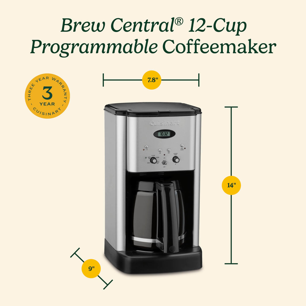 Cuisinart Brew Central next to common kitchen items showing size and scale benefit: fits small kitchens