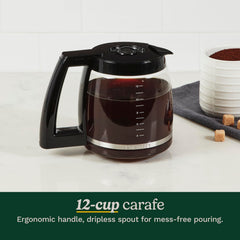 Cuisinart Brew Central side profile emphasizing compact footprint and cord storage benefit: neat countertop fit