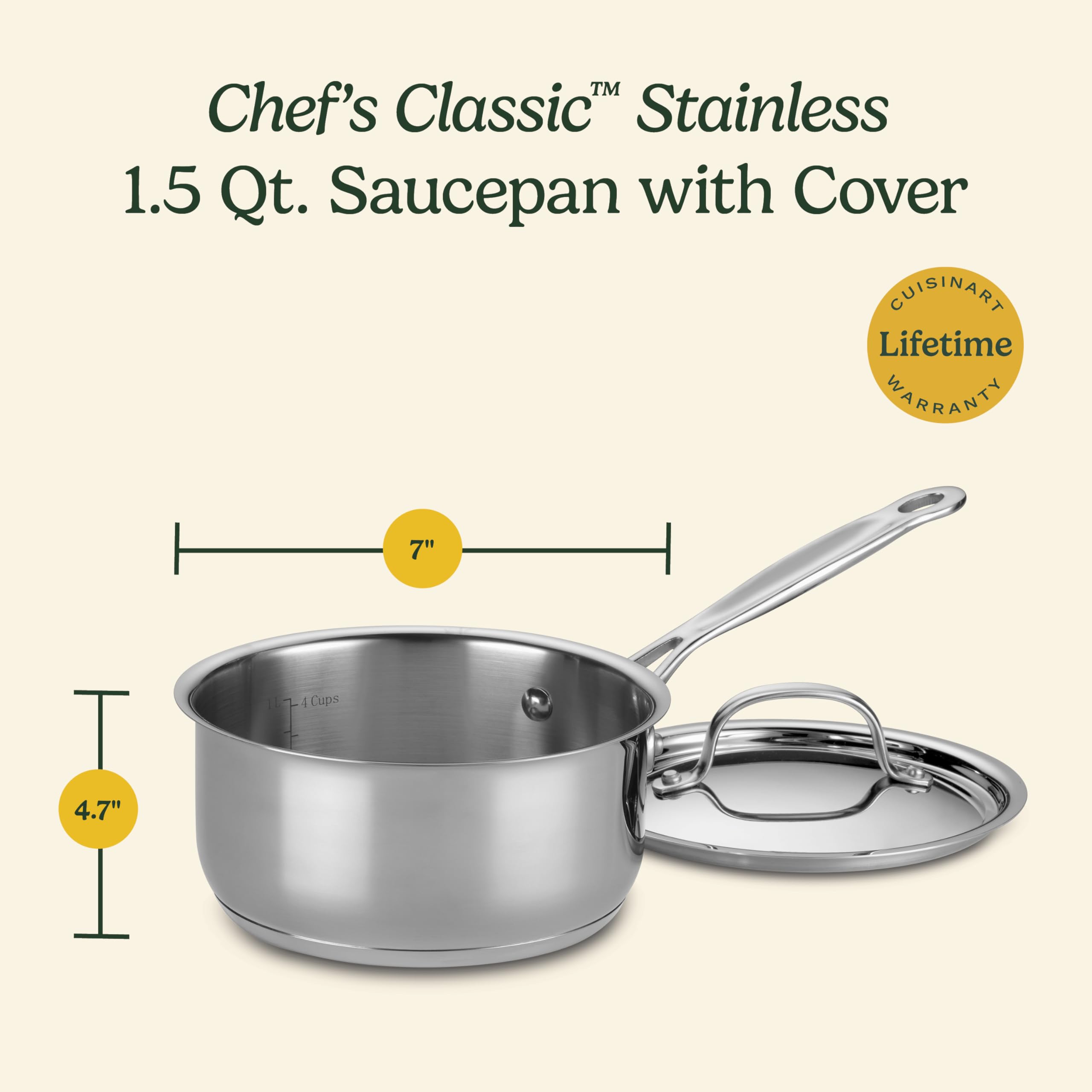 Cuisinart cazo junto a cuchara para comparar tamaño y capacidad práctica