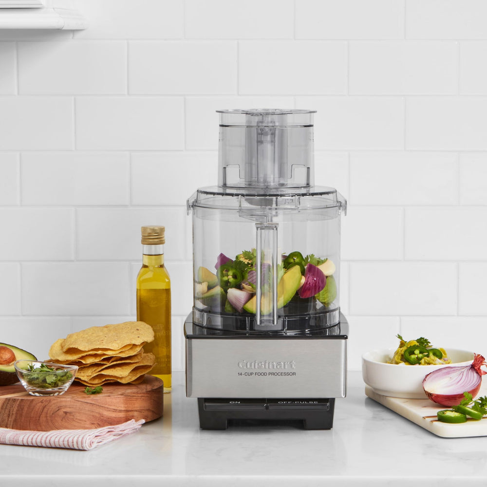 Cuisinart angled lifestyle image on countertop showing fast batch food prep convenience