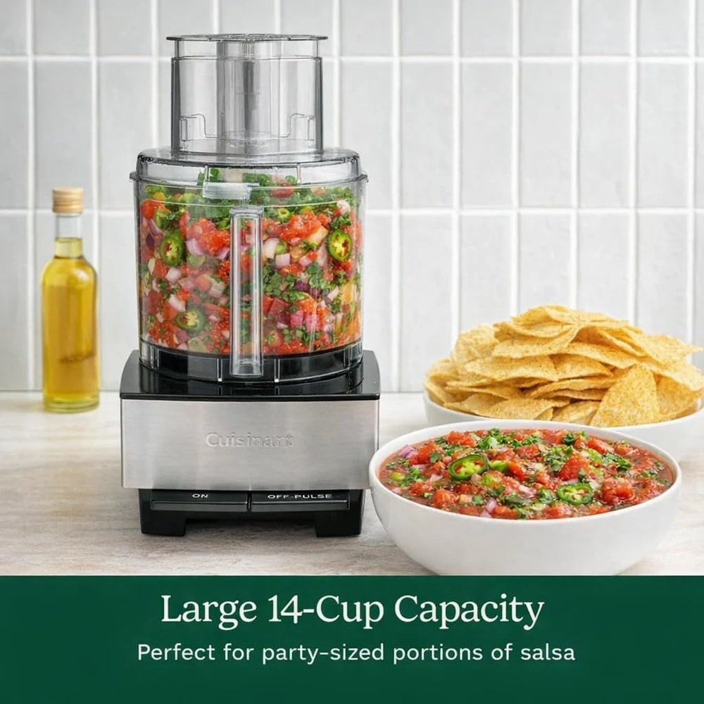 Cuisinart transparent work bowl with capacity markings for accurate large-batch measuring