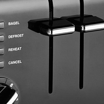 Cuisinart removable crumb tray pulled out for simple cleanup and maintenance