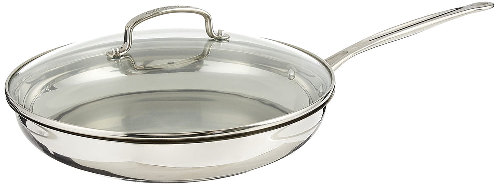 Cuisinart sartén 12" frontal con tapa muestra diseño y capacidad