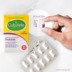 Culturelle cápsula en mano para escalar tamaño y facilitar la toma diaria