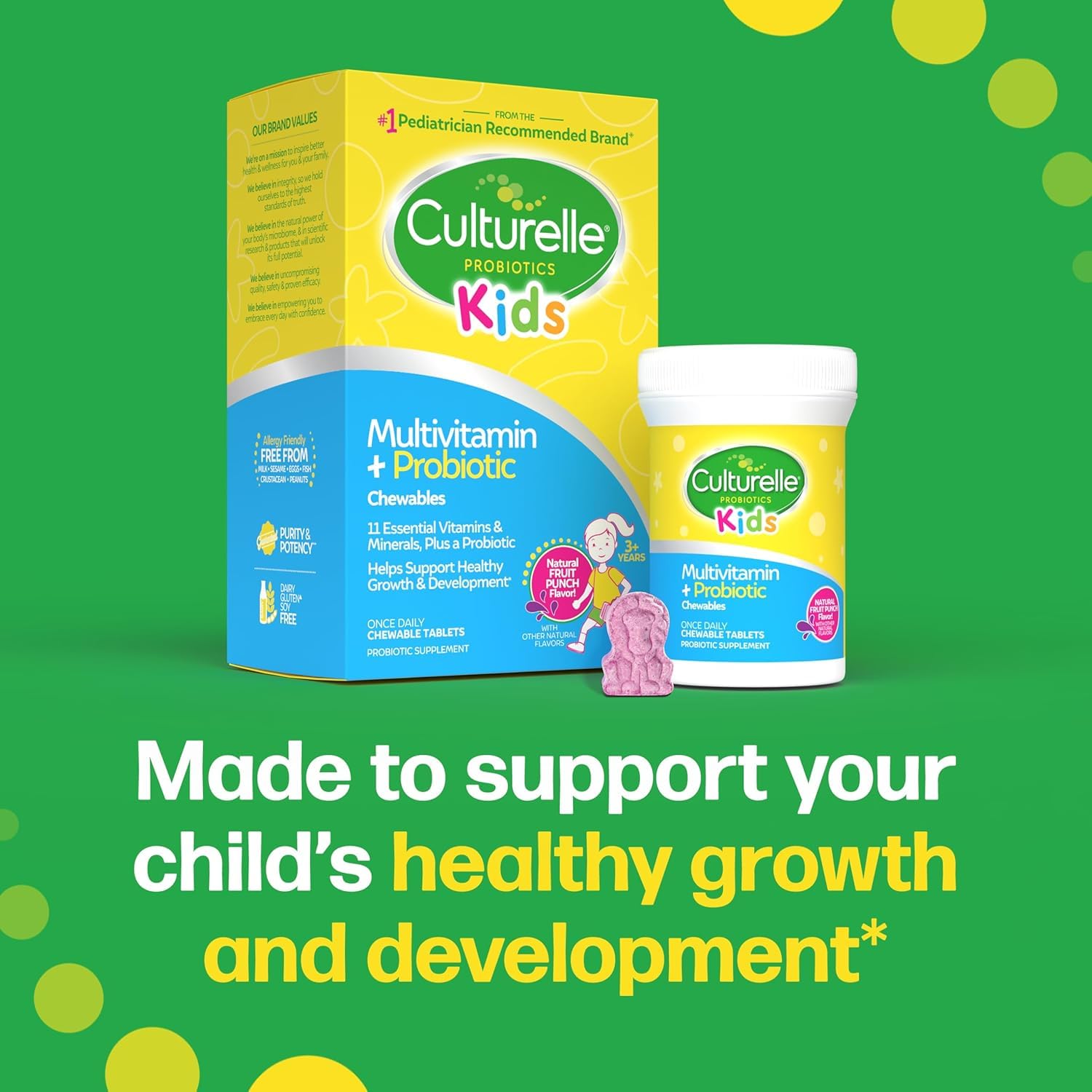 Culturelle ilustración de cepa probiótica y vitaminas para claridad del contenido