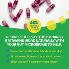 Culturelle detalle de etiqueta con listado de cepas y vitaminas B visibles