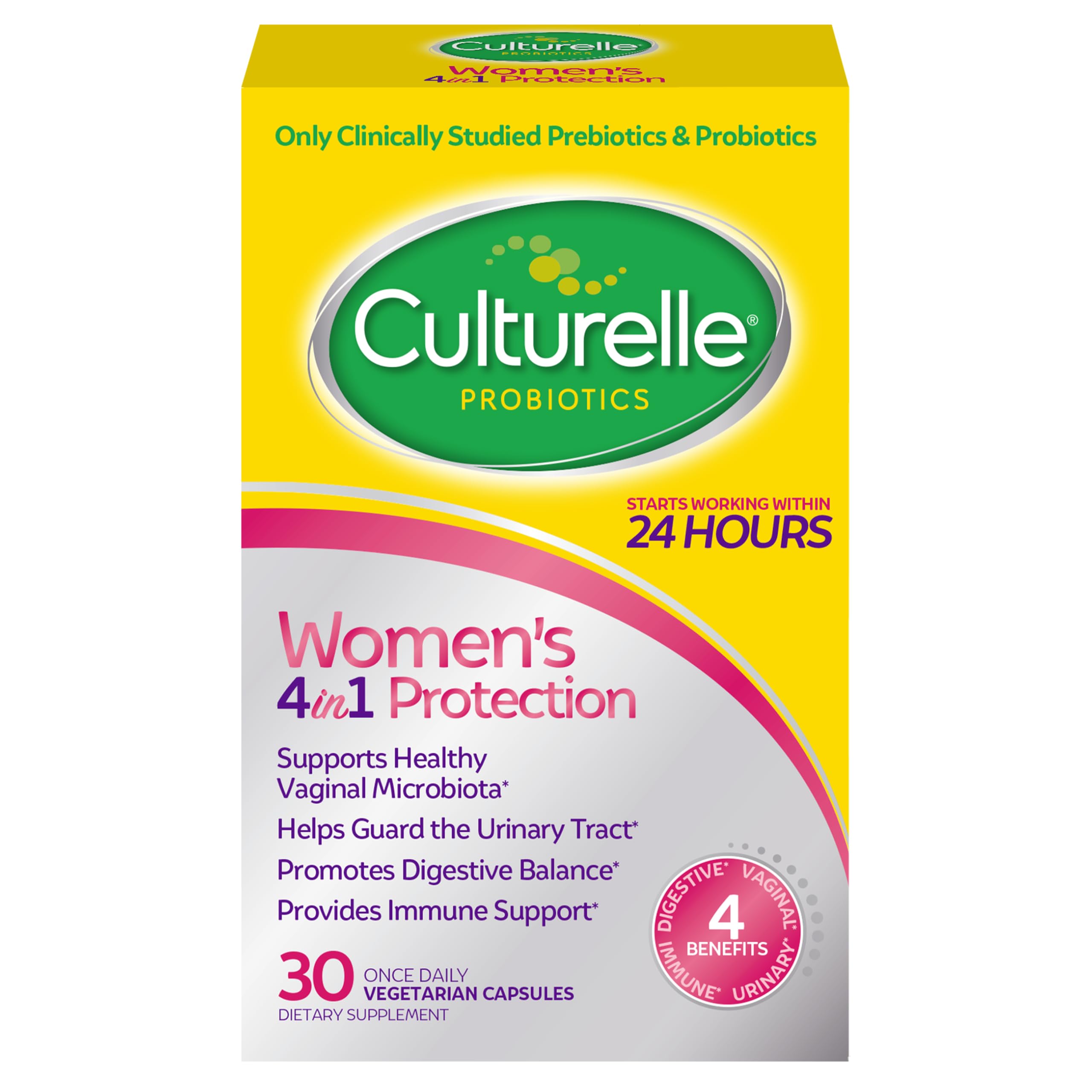 Culturelle front packaging showing 4-in-1 benefits for women