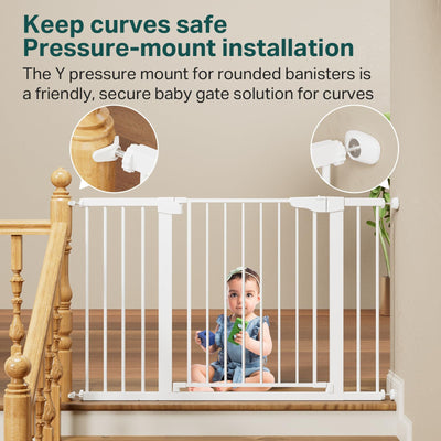 Cumbor pressure-mount setup in hallway offering tool-free temporary installation