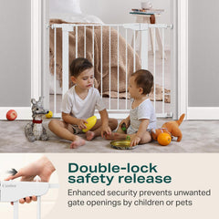 Cumbor gate open to show 22.3-inch walk-through width for easy carrying