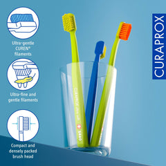 Curaprox cabezal compacto alcanzando molares para mejor acceso