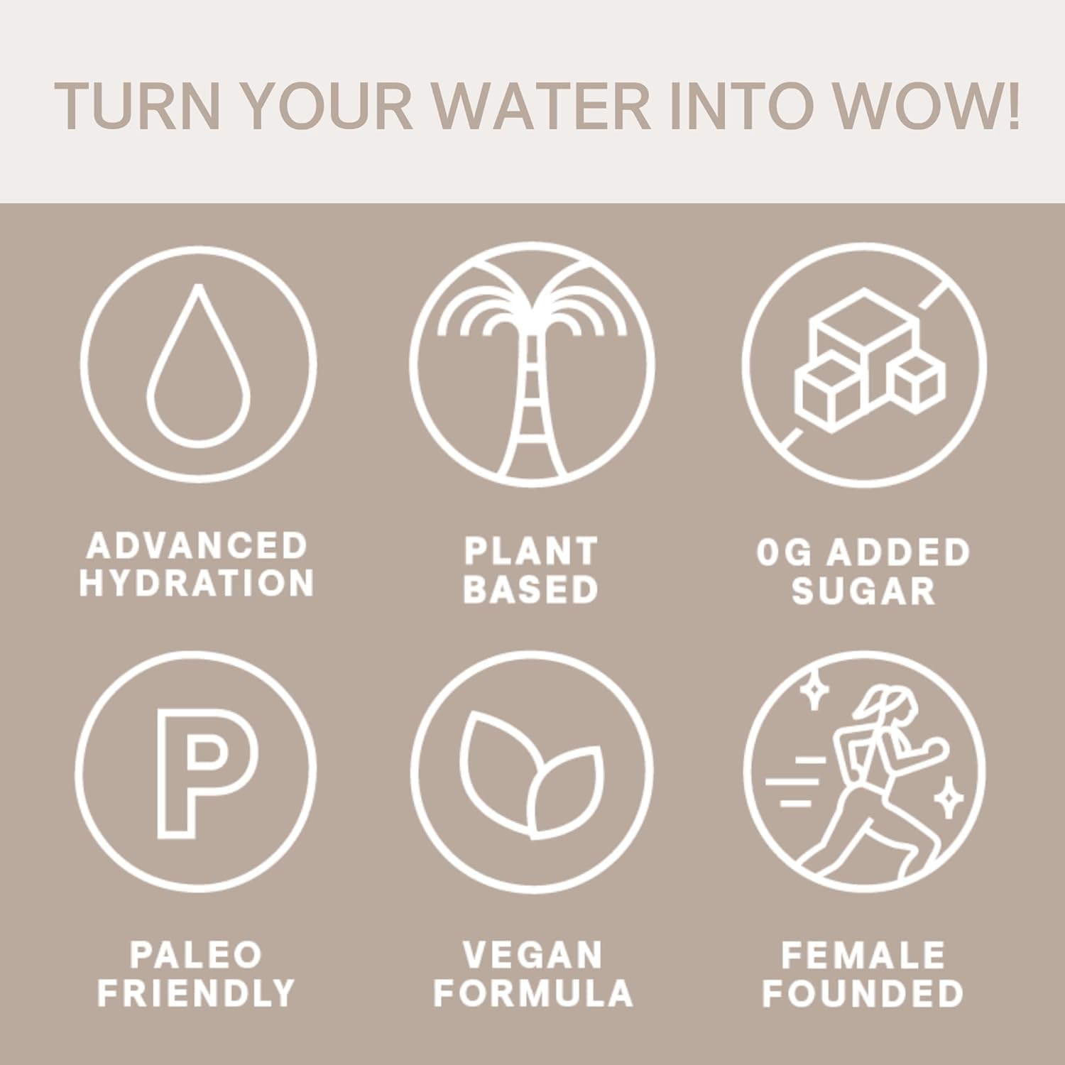 Cure Hydration etiqueta con sellos Non-GMO, vegano y sin gluten para confianza