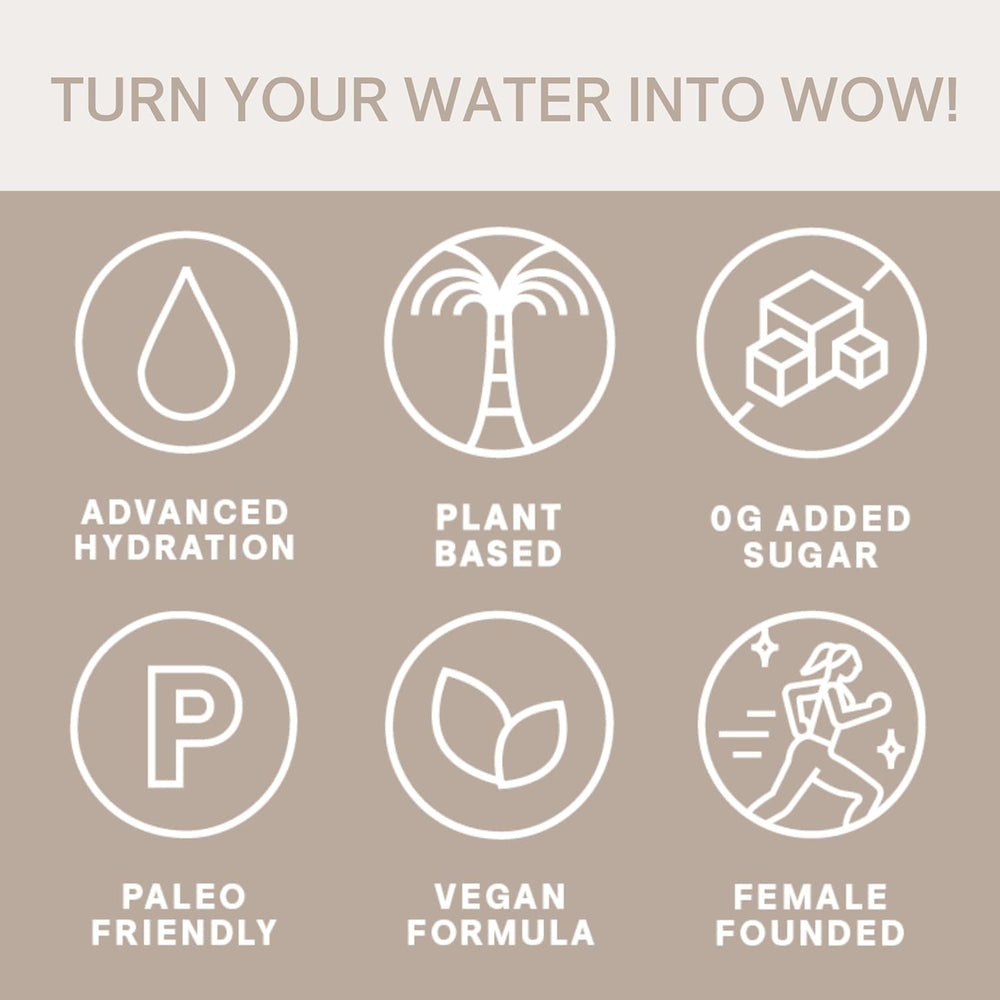 Cure Hydration etiqueta con sellos Non-GMO, vegano y sin gluten para confianza