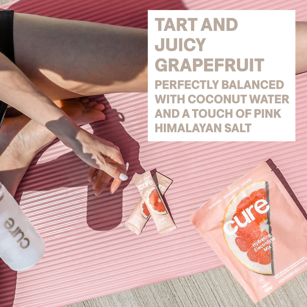 Cure Hydration ingredientes: agua de coco y toronja, sabor natural