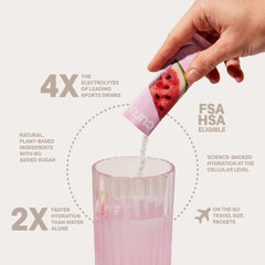 Cure Hydration vaso mezclado con color toronja y rehidratación rápida