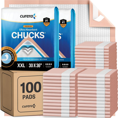 Curera Chucks paquete frontal mostrando 100 protectores, protección confiable