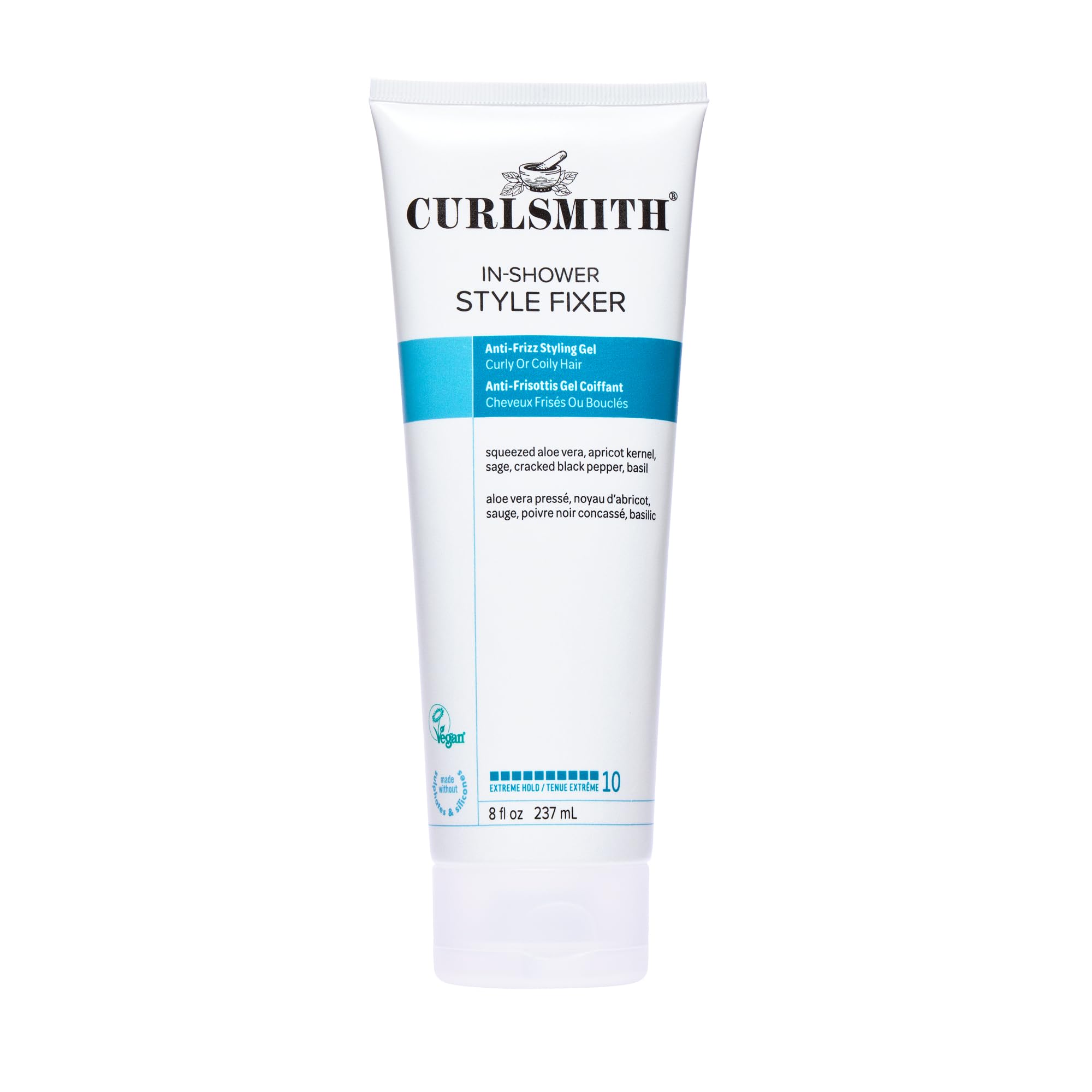 CURLSMITH frasco frontal mostrando el gel y lectura clara del producto