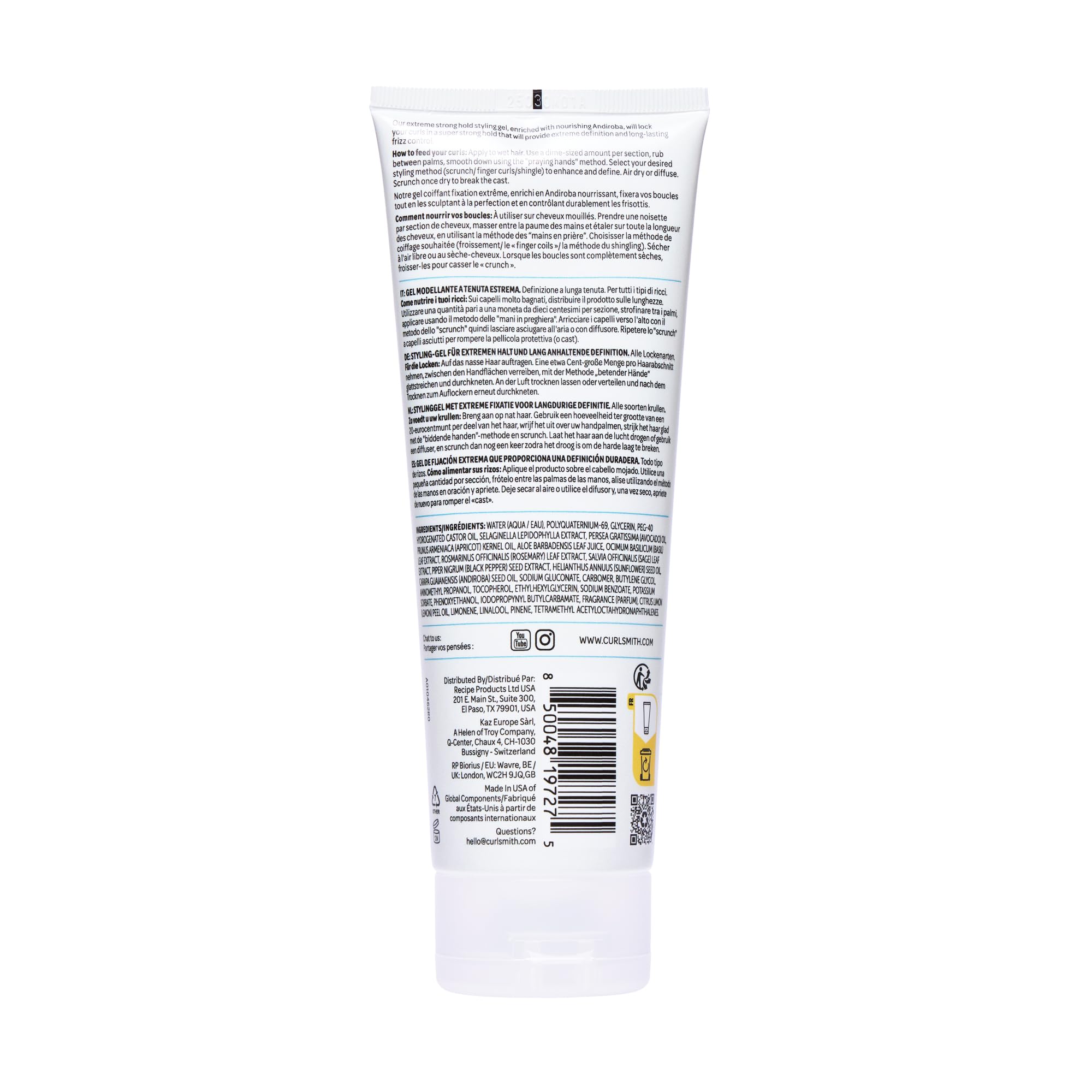CURLSMITH packaging en entorno lifestyle mostrando producto en rutina