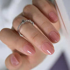 CurvLife uñas frontal nude peach pink con acabado gel profesional
