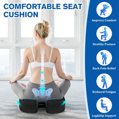 CushyOasis cojín en silla de oficina ofreciendo soporte lumbar visible