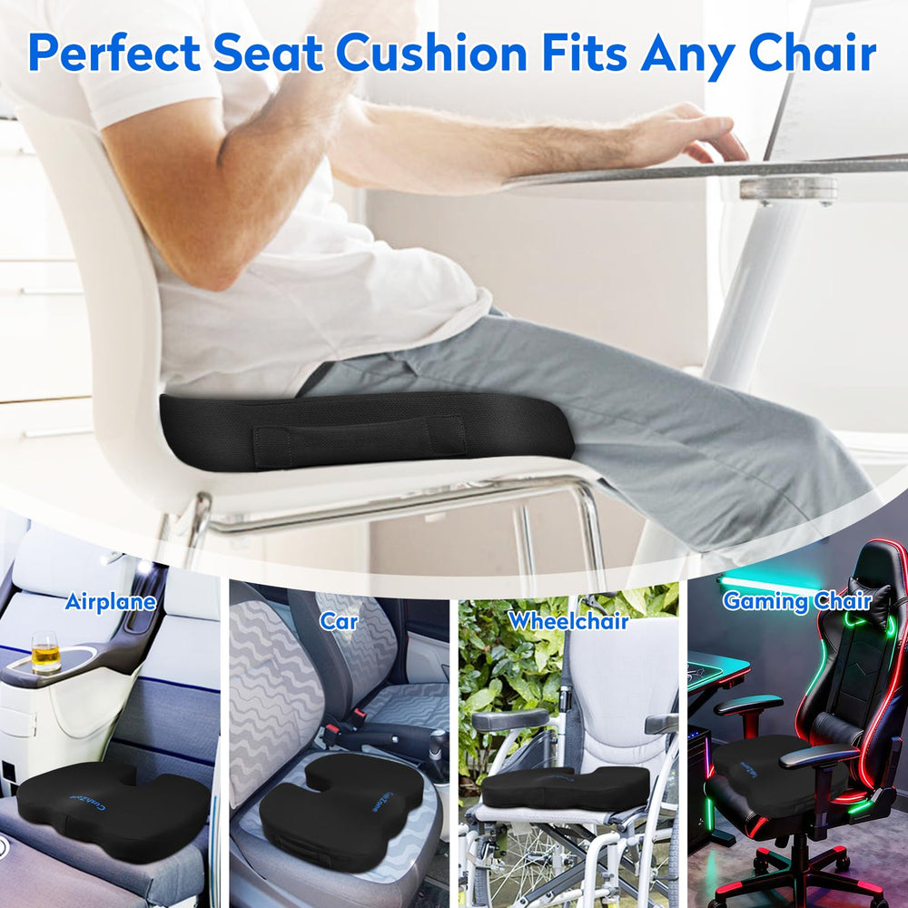 CushZone uso en silla de oficina mejorando postura y comodidad