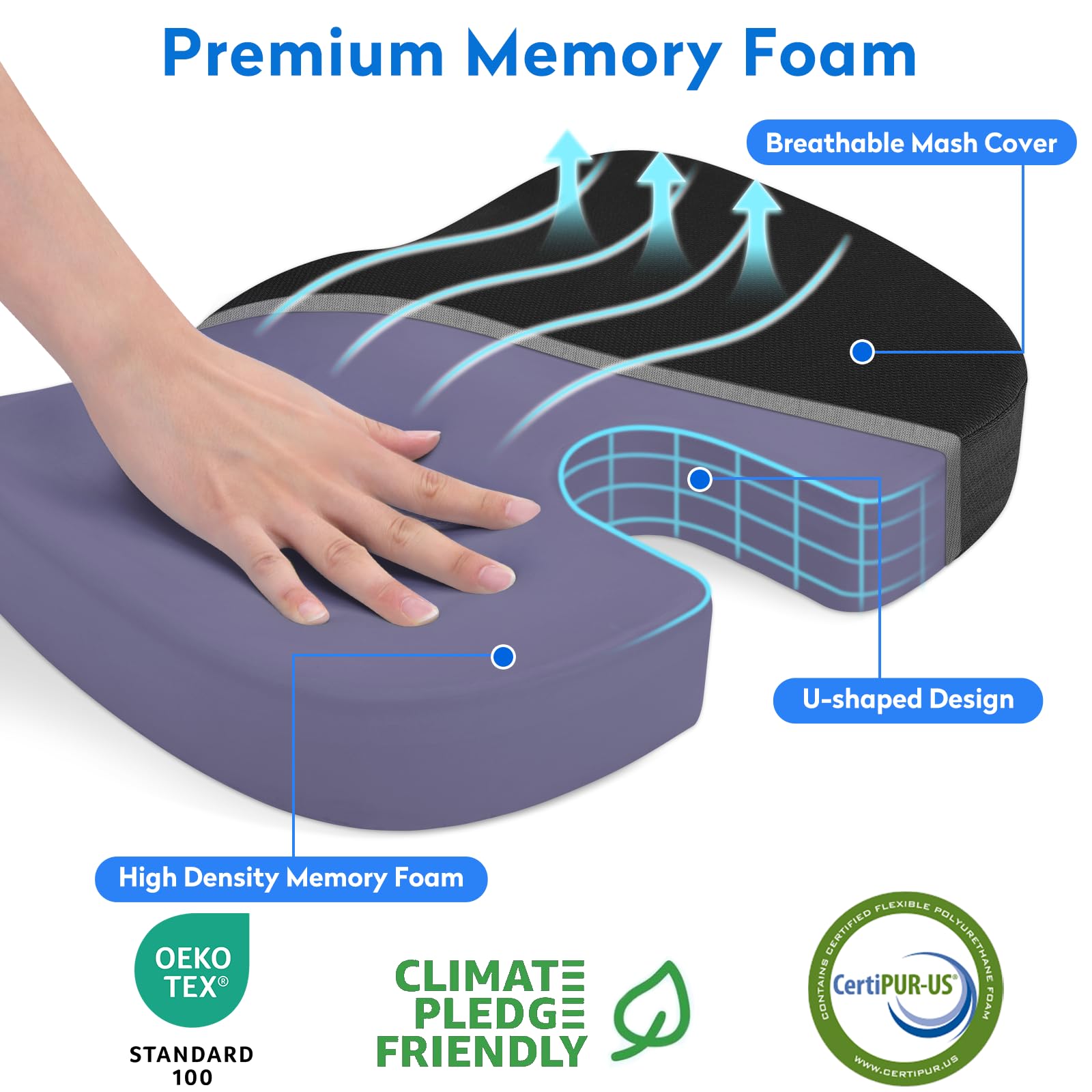 CushZone primer plano de la malla transpirable para ventilación prolongada