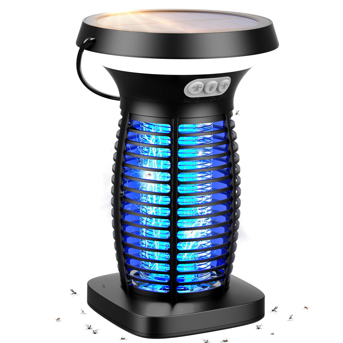CXBER front view showing zapper and UV light, reduces outdoor insects