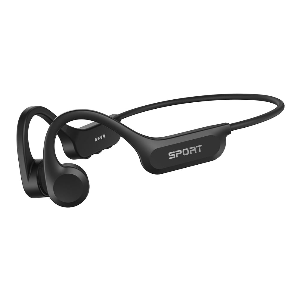 CXK auriculares conducción ósea frontal mostrando diseño open ear y confort