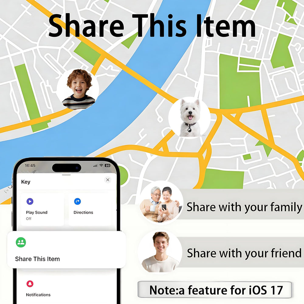 CYBERDOT label and phone showing Find My setup and seamless pairing