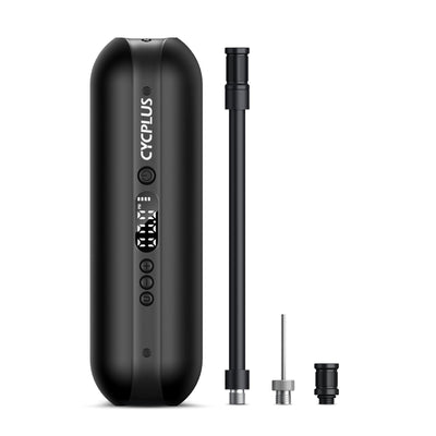 CYCPLUS vista frontal del inflador portátil, compacto y fácil de almacenar