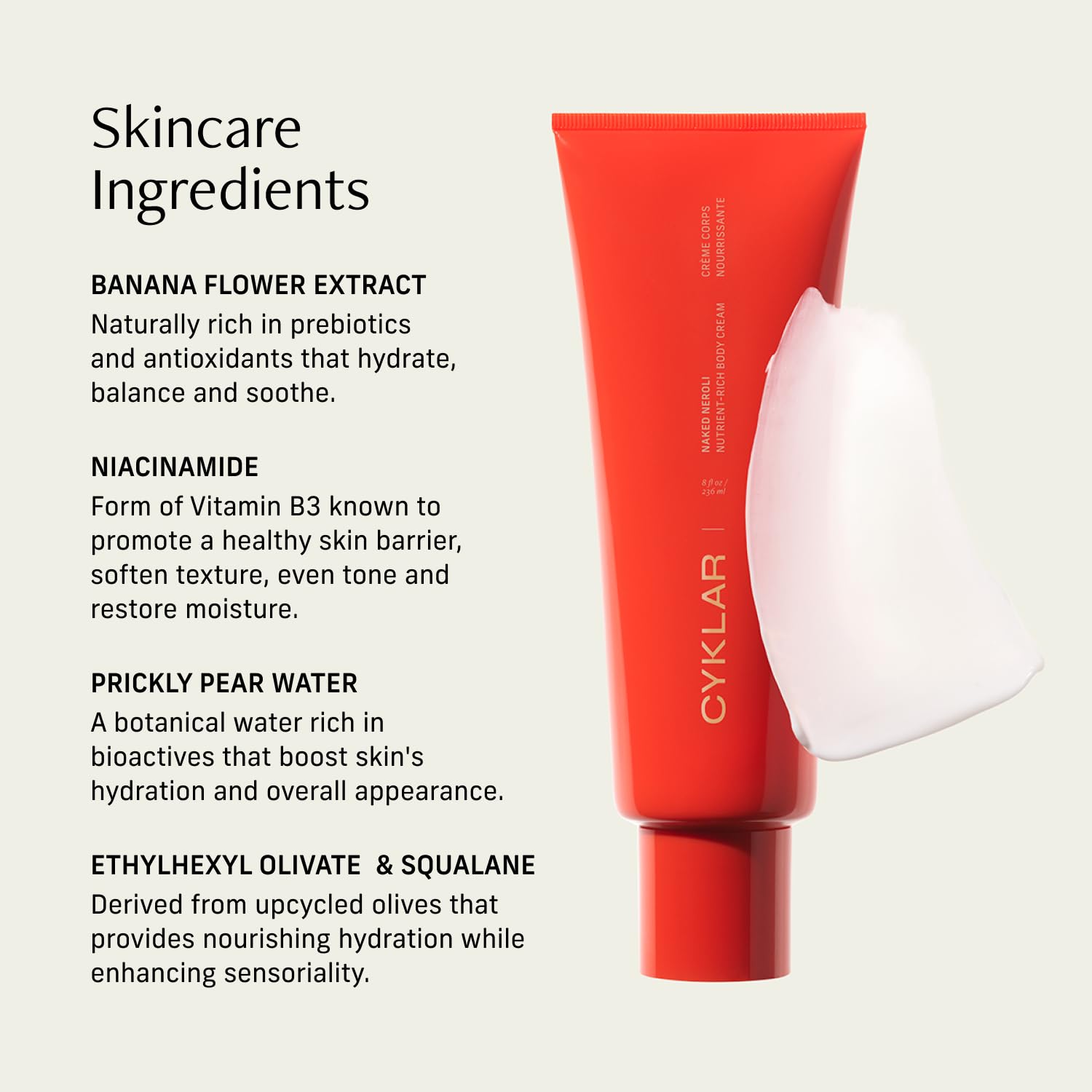 CYKLAR banana flower and botanical ingredients emphasizing nourishing hydration