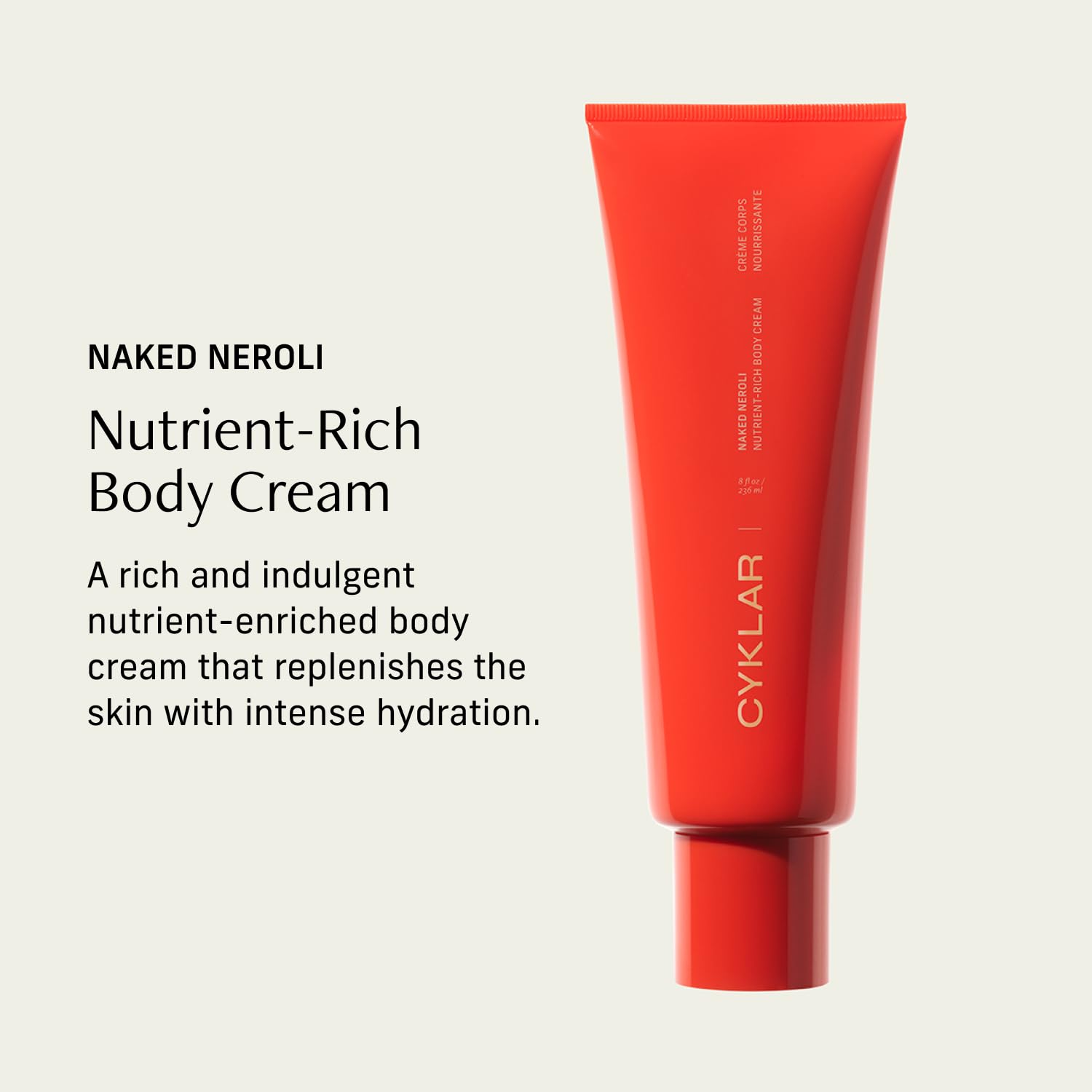 CYKLAR close-up of naked neroli label showing fragrance and ingredient highlights