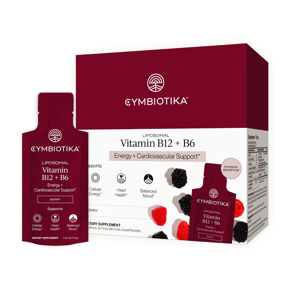 CYMBIOTIKA frente del empaque mostrando diseño y beneficio energía sostenida